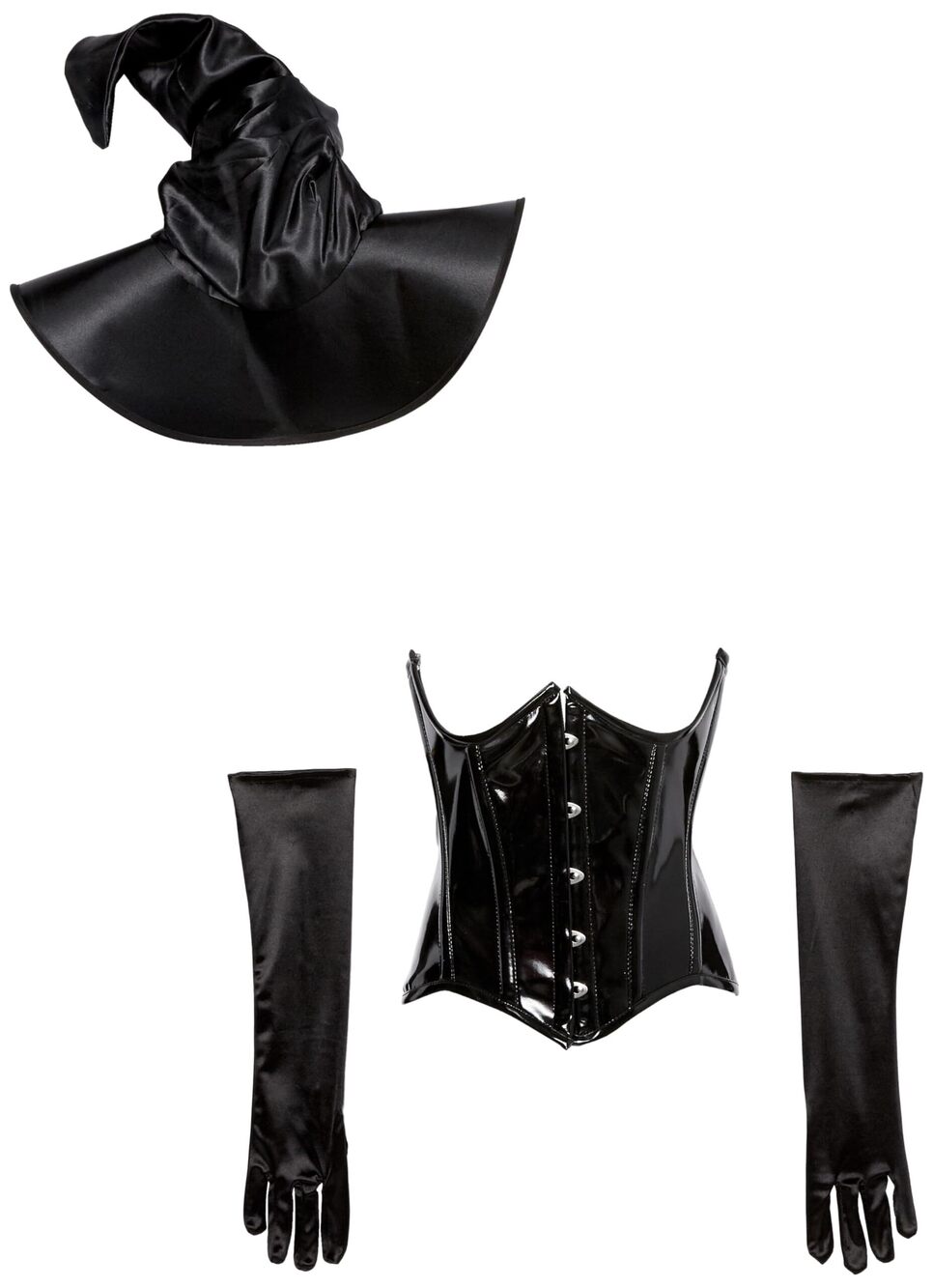 3854 Top Drawer 3 PC Black Patent Witch Corset Costume 4X